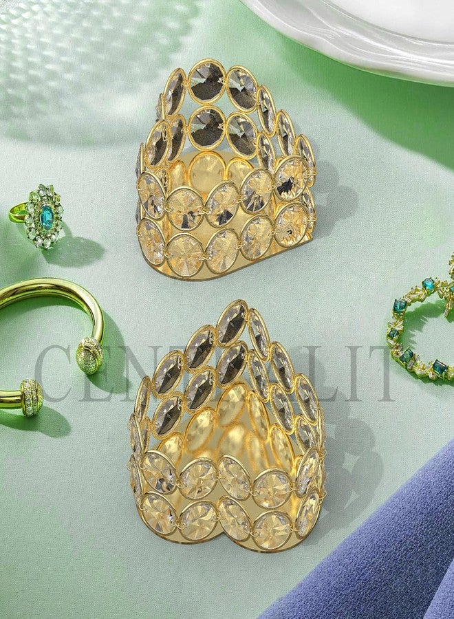 CentraLit حاملات شموع كريستالية ذهبية على شكل قلب من سنتراليت، مثالية لتزيين ديوالي، هدية تذكارية لعيد ديوالي - هدايا رومانسية - قطع مركزية للشموع على طاولة الطعام - ديكور منزلي (ذهبي (عبوة من قطعتين)) - Image 1